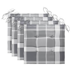 Chaises de jardin coussins à carreaux gris lot de 4 Teck massif 550543550543