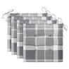 Chaises de jardin coussins à carreaux gris lot de 4 Teck massif 550543550543
