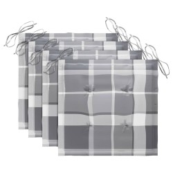 Chaises de jardin coussins à carreaux gris lot de 3 Teck massif 550548550548