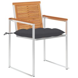 Chaises de jardin avec coussins lot de 2 Acacia solide et acier 550553550553
