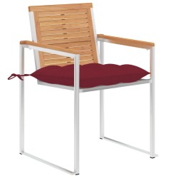 Chaises de jardin avec coussins lot de 2 Teck solide et acier 550557550557