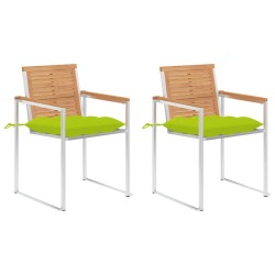 Chaises de jardin avec coussins lot de 2 Teck solide et acier 550560550560