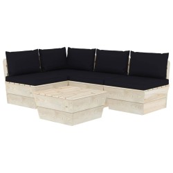 Salon de jardin palette 5 pcs avec coussins bois d'épicéa 550578550578
