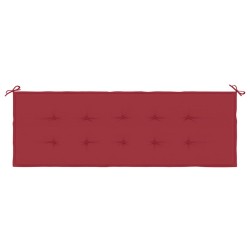 Banc de jardin avec coussin rouge bordeaux 150 cm Teck massif 550579550579