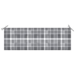 Banc de jardin avec coussin à carreaux gris 150 cm Teck massif 550581550581