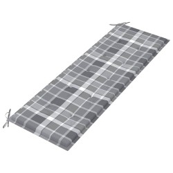 Banc de jardin avec coussin à carreaux gris 150 cm Teck massif 550581550581