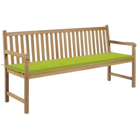 Banc de jardin avec coussin vert vif 175 cm Bois de teck massif 550588550588