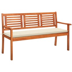 Banc de jardin 3 places avec coussin 150 cm Bois d'eucalyptus 550590550590