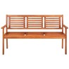 Banc de jardin 3 places avec coussin 150 cm Bois d'eucalyptus 550590550590