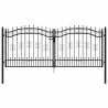 Portail de clôture Kampen avec pointe en acier noir 302 x 125 cm 550592550592