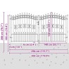 Portail de clôture Kampen avec pointe en acier noir 302 x 150 cm 550594550594
