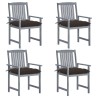 Chaises de jardin et coussins lot de 4 Gris Bois acacia massif 550598550598