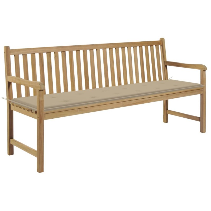 Banc de jardin avec coussin beige 175 cm Bois de teck massif 550602550602