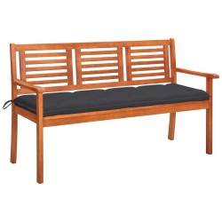 Banc de jardin 3 places avec coussin 150 cm Bois d'eucalyptus 550605550605