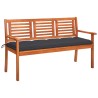 Banc de jardin 3 places avec coussin 150 cm Bois d'eucalyptus 550605550605