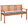Banc de jardin 3 places avec coussin 150 cm Bois d'eucalyptus 550611550611