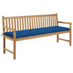 Banc de jardin avec coussin bleu 175 cm Bois de teck massif 550612550612