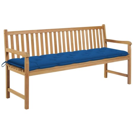 Banc de jardin avec coussin bleu 175 cm Bois de teck massif 550612550612