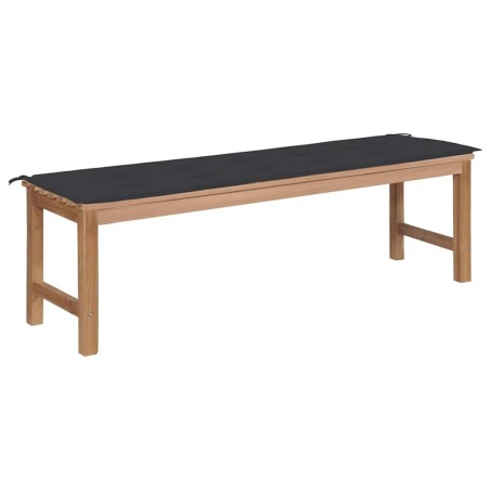 Banc de jardin avec coussin noir 150 cm Bois de teck massif 550613550613