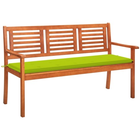 Banc de jardin 3 places avec coussin 150 cm Bois d'eucalyptus 550615550615