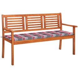 Banc de jardin 3 places avec coussin 150 cm Bois d'eucalyptus 550619550619