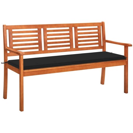 Banc de jardin 3 places avec coussin 150 cm Bois d'eucalyptus 550621550621