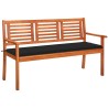 Banc de jardin 3 places avec coussin 150 cm Bois d'eucalyptus 550621550621