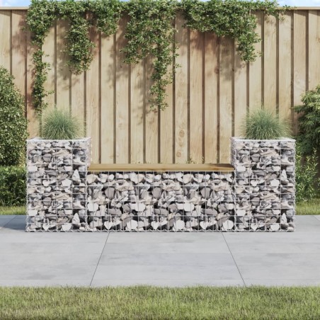 Banc de jardin design gabion 183x41x60,5cm bois de pin imprégné 550625550625