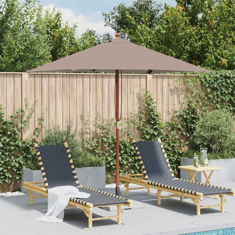 Parasol d'extérieur avec mât en bois 150x200 cm taupe 550626550626