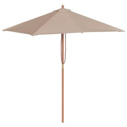 Parasol d'extérieur avec mât en bois 150x200 cm taupe 550626550626