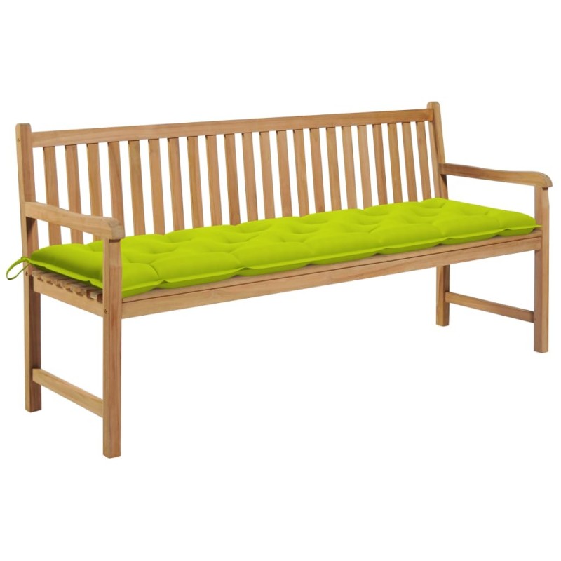 Banc de jardin avec coussin vert vif 175 cm Bois de teck massif 550627550627