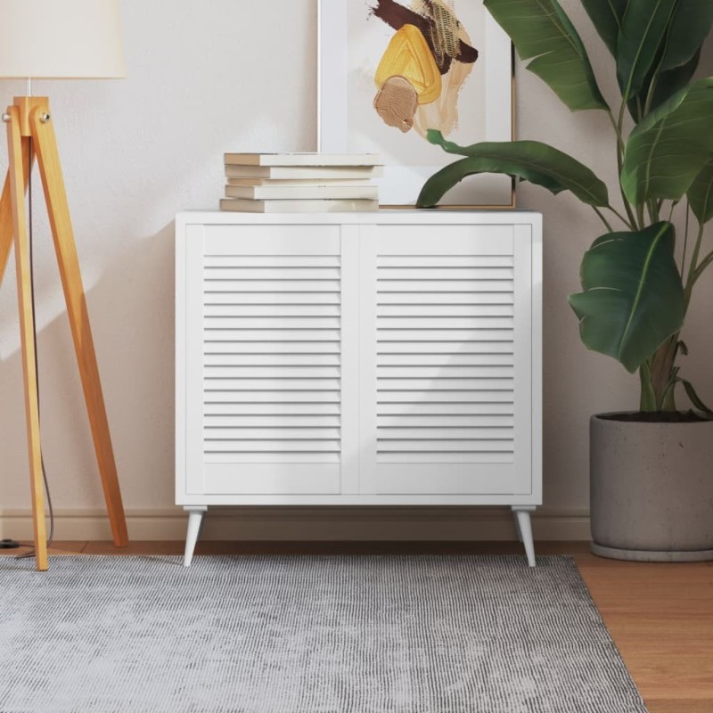 Portes d'armoire à persiennes 2pcs blanc 61,5x39,4cm pin massif 550632550632