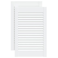Portes d'armoire à persiennes 2pcs blanc 61,5x39,4cm pin massif 550632550632