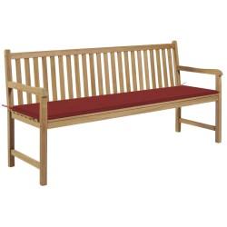 Banc de jardin avec coussin rouge 175 cm Bois de teck massif 550643550643