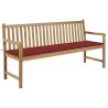Banc de jardin avec coussin rouge 175 cm Bois de teck massif 550643550643