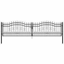 Portail de clôture Kampen avec pointe en acier noir 394,5 x 100 cm 550644550644