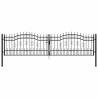 Portail de clôture Kampen avec pointe en acier noir 394,5 x 100 cm 550644550644
