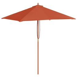 Parasol d'extérieur avec mât en bois 150x200 cm Terre cuite 550646550646