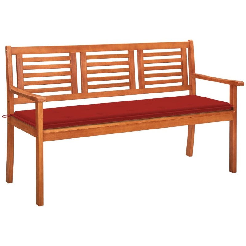 Banc de jardin 3 places avec coussin 150 cm Bois d'eucalyptus 550662550662