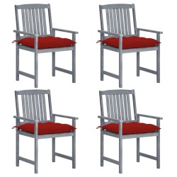 Chaises de jardin et coussins lot de 4 Gris Bois acacia massif 550665550665
