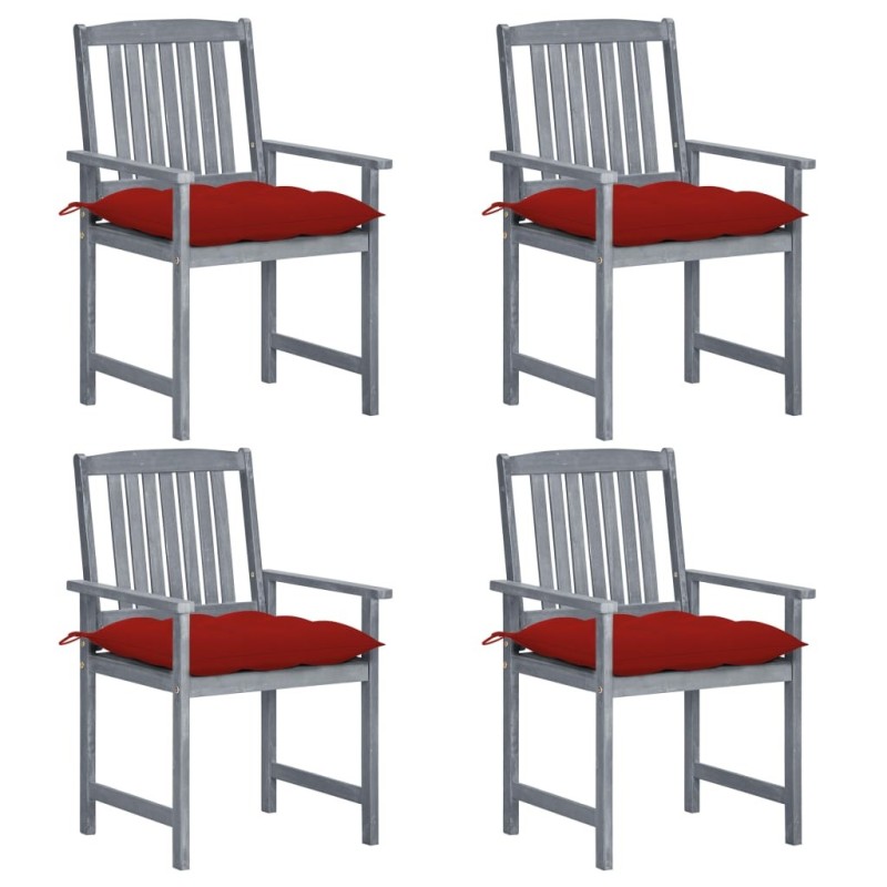 Chaises de jardin et coussins lot de 4 Gris Bois acacia massif 550665550665