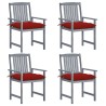 Chaises de jardin et coussins lot de 4 Gris Bois acacia massif 550665550665