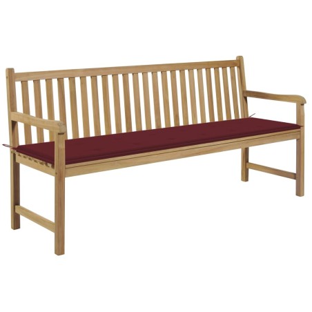 Banc de jardin avec coussin bordeaux 175 cm Bois de teck massif 550667550667