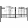 Portail de clôture Kampen avec tête pointue, noir, 394,5 x 150 cm, acier 550668550668