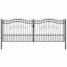 Portail de clôture Kampen avec tête pointue, noir, 394,5 x 150 cm, acier 550668550668