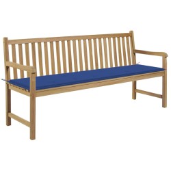 Banc de jardin avec coussin bleu royal 175 cm Teck massif 550669550669