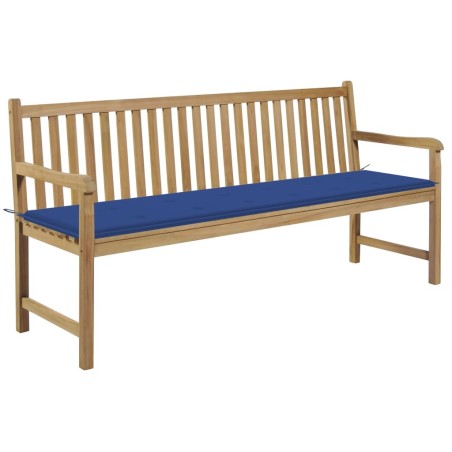 Banc de jardin avec coussin bleu royal 175 cm Teck massif 550669550669