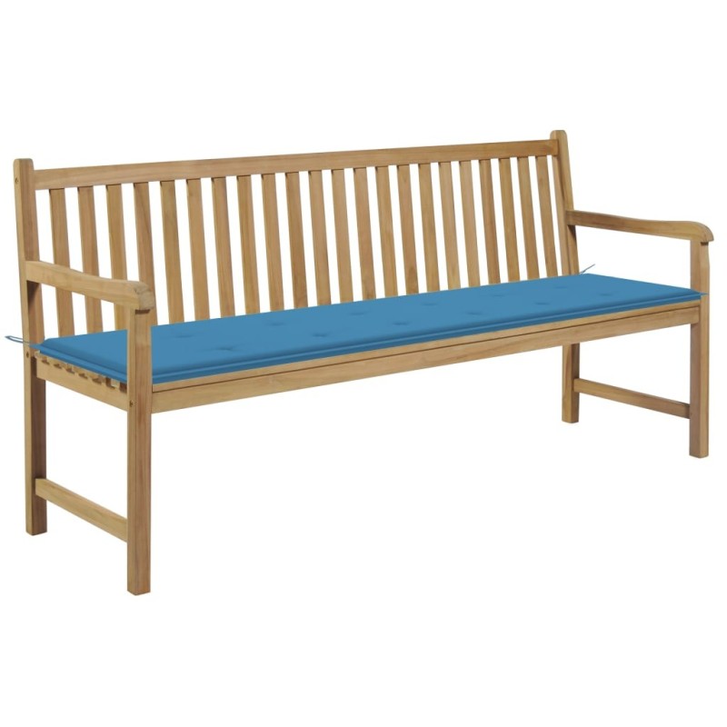 Banc de jardin avec coussin bleu 175 cm Teck massif 550672550672
