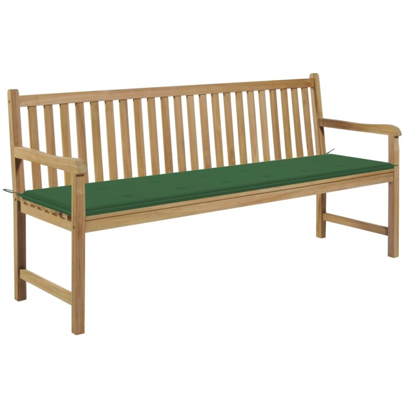 Banc de jardin avec coussin vert 175 cm Bois de teck massif 550679550679