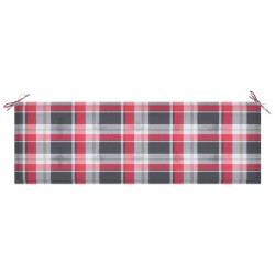Banc de jardin avec coussin à carreaux rouge 150 cm Teck massif 550680550680